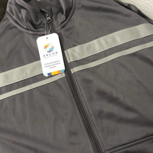 Zelus Track Athletic Zippered Grey Men’s Jacket size Large NWT - Picture 5 of 11